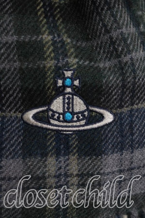 画像2: ヴィヴィアンウエストウッド 中古 / タータンチェックマフラー  灰  H-25-11-16-027-gd-OD-ZH (2)