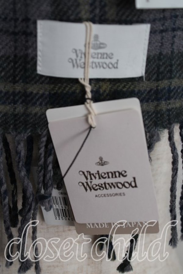 画像3: ヴィヴィアンウエストウッド 中古 / タータンチェックマフラー  灰  H-25-11-16-027-gd-OD-ZH (3)