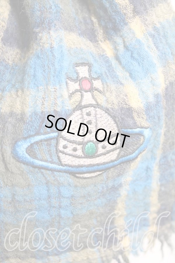 画像2: ヴィヴィアンウエストウッド 中古 / オーブ刺繍バイカラーストール  カーキ  H-25-11-16-029-gd-OD-ZH (2)