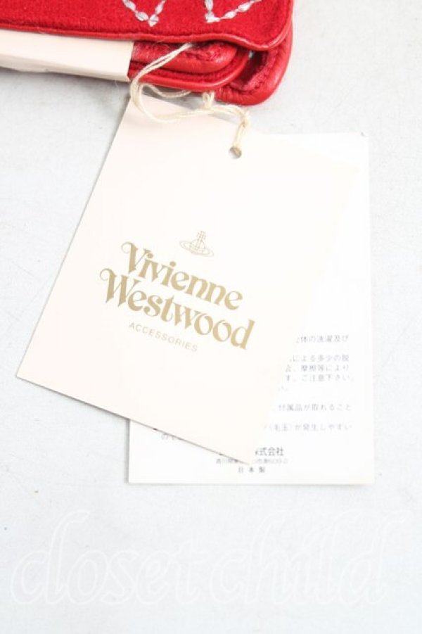 画像2: ヴィヴィアンウエストウッド 中古 / オーブステッチグローブ  赤  H-25-11-16-030-gd-IN-ZH (2)