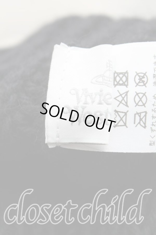 画像4: ヴィヴィアンウエストウッド 中古 / スクエアニット帽  黒  H-25-11-16-002-ha-OD-ZH (4)