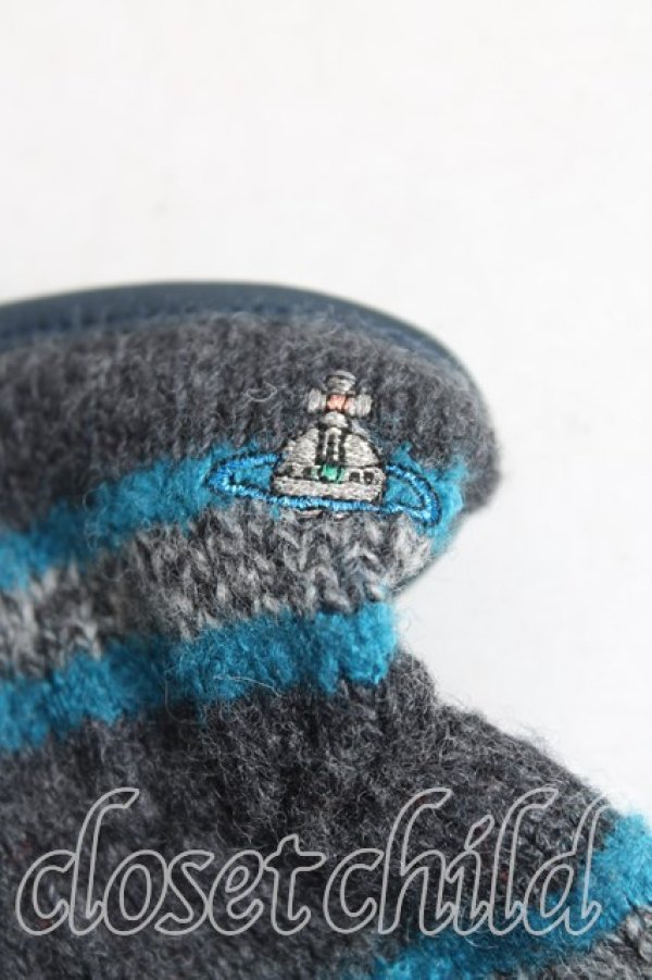 画像2: ヴィヴィアンウエストウッド 中古 / オーブ刺繍手袋  灰  H-25-11-16-033-gd-OD-ZH (2)