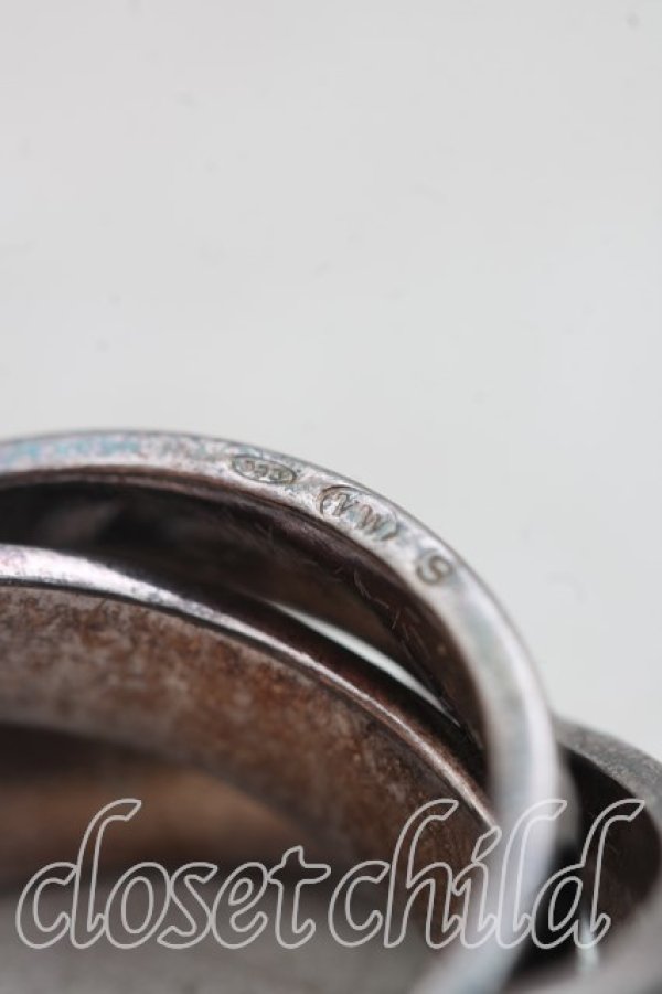 画像4: ヴィヴィアンウエストウッド 中古 / T.F.T.L3連リング S(13号相当） シルバーｘ黒  H-25-11-23-021-rg-OD-ZH (4)