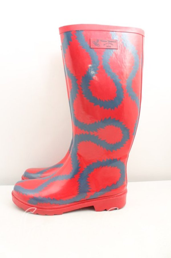 画像3: ヴィヴィアンウエストウッド×Melissa 中古 / スクイグルWellington 36（23cm相当） 赤  H-25-11-23-026-sh-OD-ZH (3)