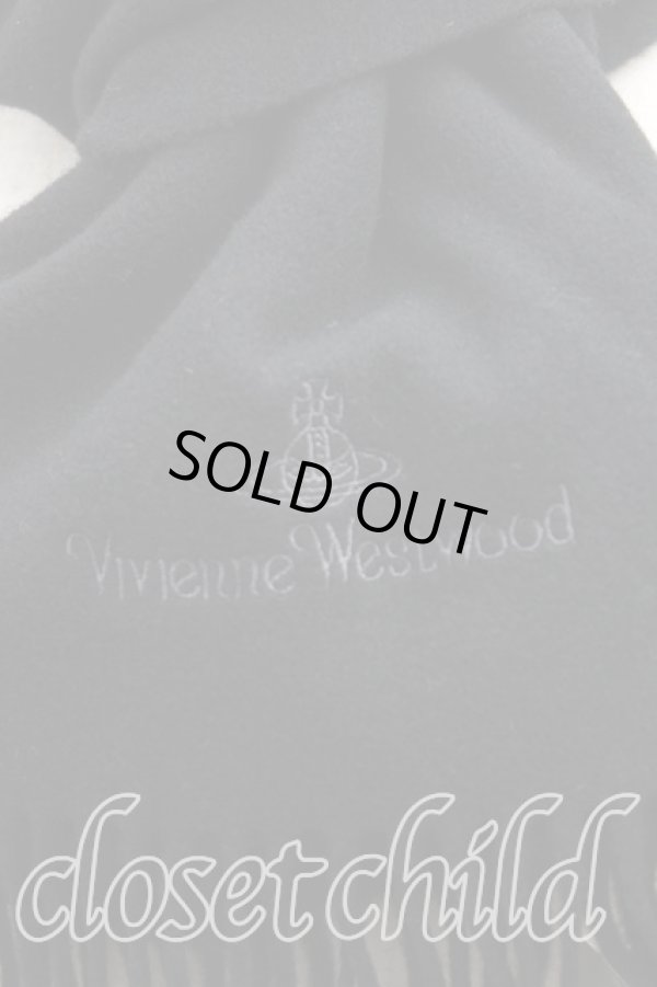 画像2: ヴィヴィアンウエストウッド 中古 / ロゴ刺繍マフラー  黒  H-25-11-23-059-gd-OD-ZH (2)