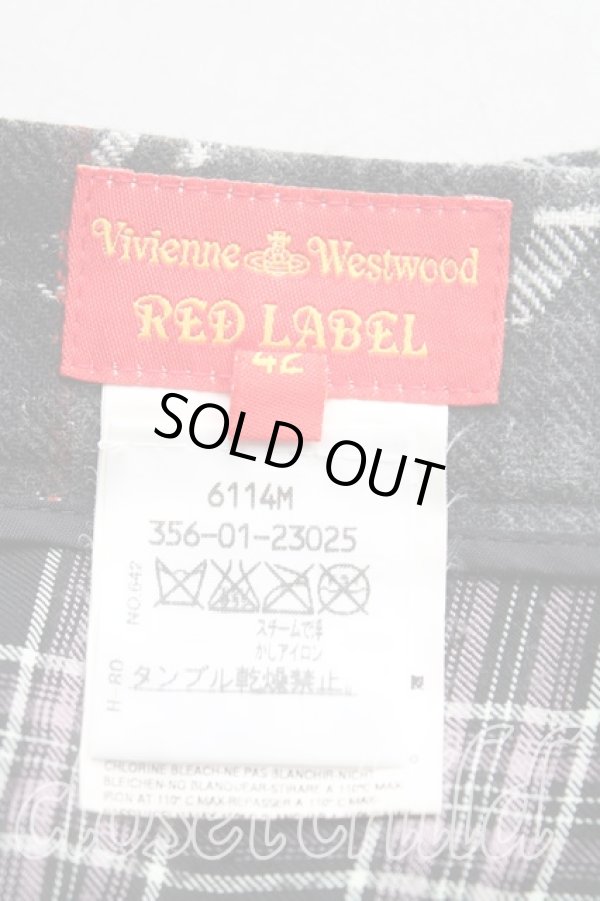 画像3: ヴィヴィアンウエストウッド 中古 / クレヨンチェックプリーツスカート 42（11号相当） 黒  H-25-11-30-019-sk-OD-ZH (3)