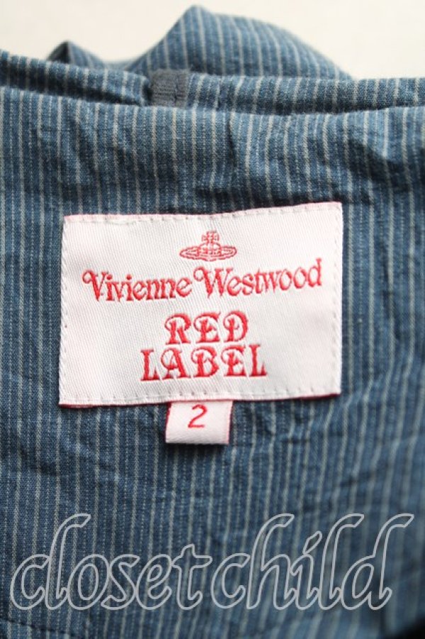 画像3: ヴィヴィアンウエストウッド 中古 / ストライプフーディブルゾン 2（9号相当） 青  H-25-11-30-005-jc-OD-ZH (3)