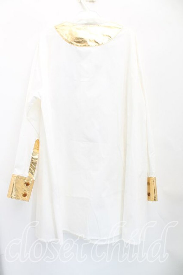 画像2: ヴィヴィアンウエストウッド 中古 / 箔ptロングシャツ 00（ワンサイズ） 白  H-25-11-30-017-bl-OD-ZH (2)
