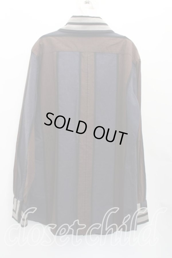 画像2: ヴィヴィアンウエストウッド MAN 中古 / ストライプシャツ III(メンズL相当） 茶ｘ紺  H-25-12-07-012-bl-OD-ZH (2)