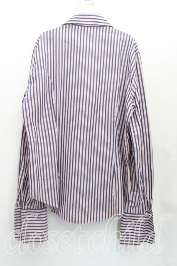 画像2: ヴィヴィアンウエストウッド 中古 / ストライプカフスシャツ 42（11号相当） 赤ｘ紺  H-25-12-07-013-bl-OD-ZH (2)