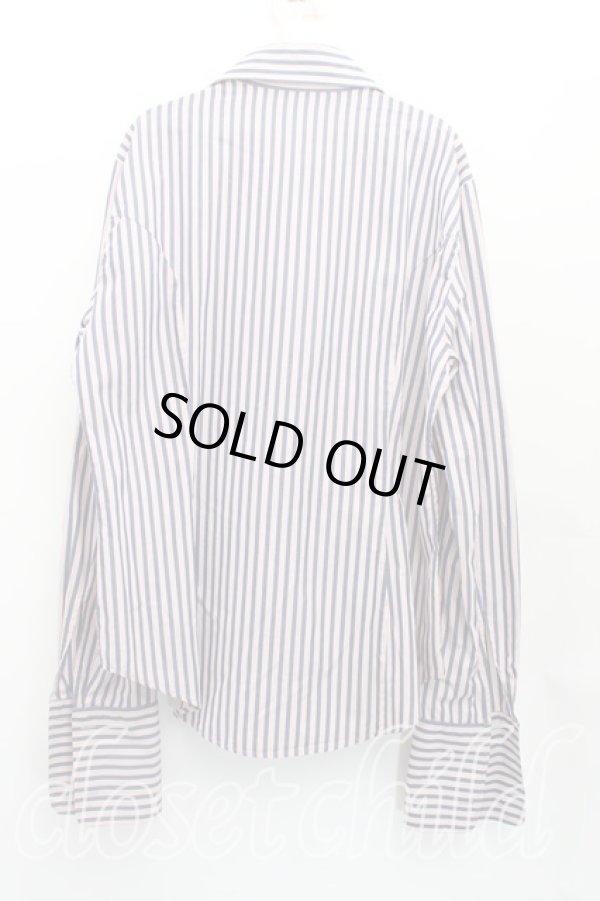 画像2: ヴィヴィアンウエストウッド 中古 / ストライプカフスシャツ 42（11号相当） 赤ｘ紺  H-25-12-07-013-bl-OD-ZH (2)