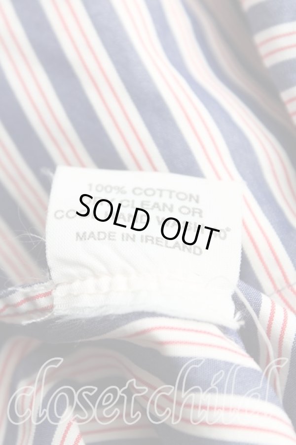 画像4: ヴィヴィアンウエストウッド 中古 / ストライプカフスシャツ 42（11号相当） 赤ｘ紺  H-25-12-07-013-bl-OD-ZH (4)