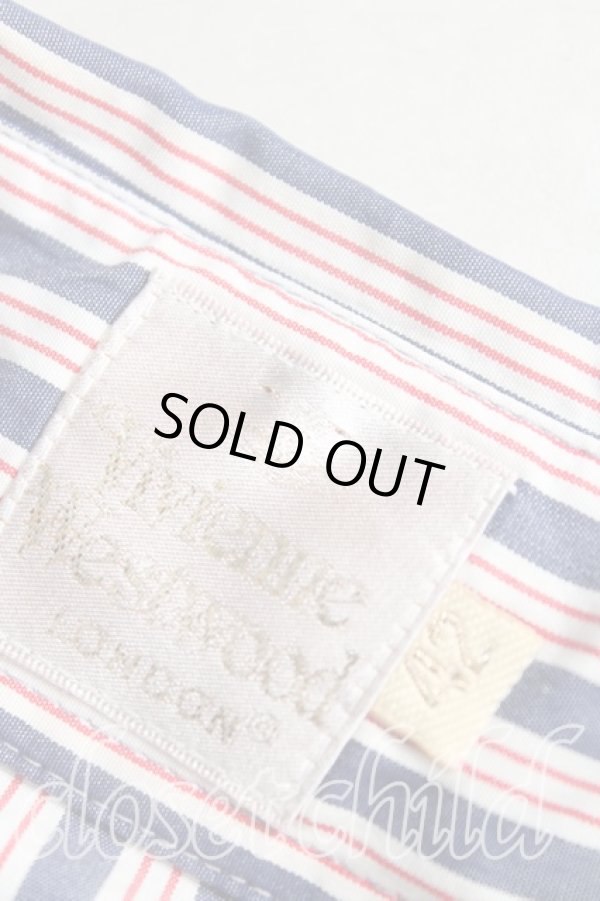 画像5: ヴィヴィアンウエストウッド 中古 / ストライプカフスシャツ 42（11号相当） 赤ｘ紺  H-25-12-07-013-bl-OD-ZH (5)