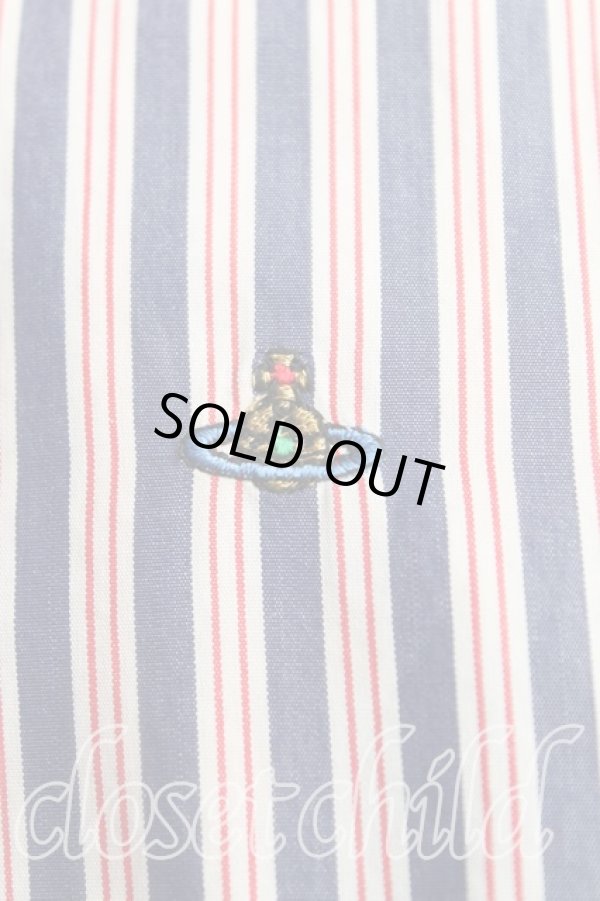 画像6: ヴィヴィアンウエストウッド 中古 / ストライプカフスシャツ 42（11号相当） 赤ｘ紺  H-25-12-07-013-bl-OD-ZH (6)