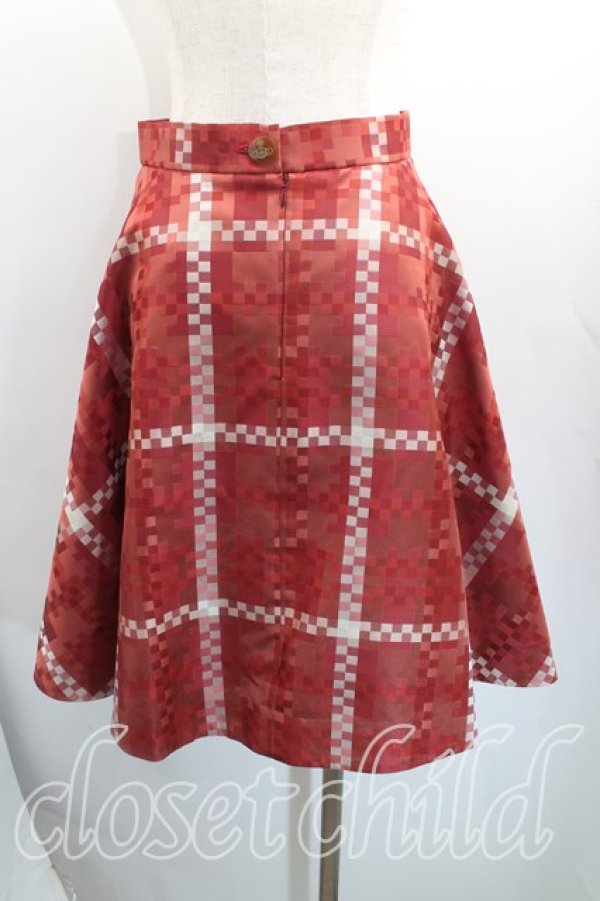 画像2: ヴィヴィアンウエストウッド 中古 / チェックAラインスカート 1(7号相当) 赤  H-25-12-07-018-sk-IN-ZH (2)