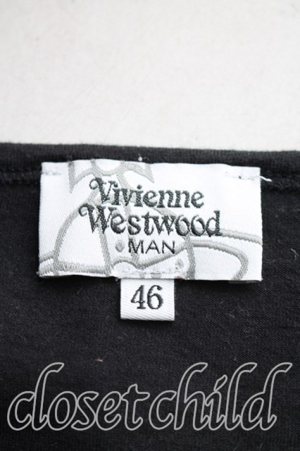 画像3: ヴィヴィアンウエストウッド MAN 中古 / TS/パンチウッドラウンドネック半袖Tシャツ 46（メンズM相当） 黒  H-25-12-14-021-ts-OD-ZH (3)