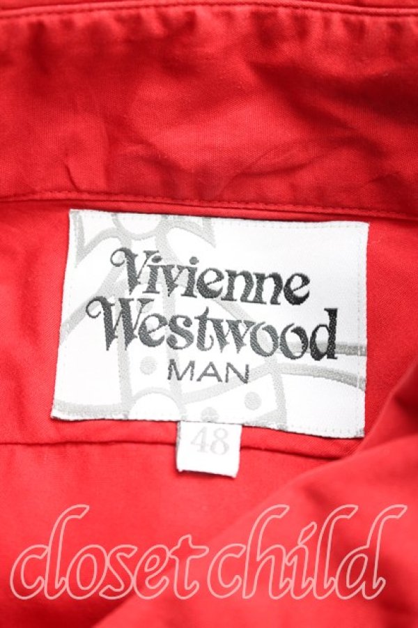 画像3: ヴィヴィアンウエストウッド MAN 中古 / アシメカラーシャツ 48（メンズL相当） 赤  H-25-12-14-030-bl-OD-ZH (3)