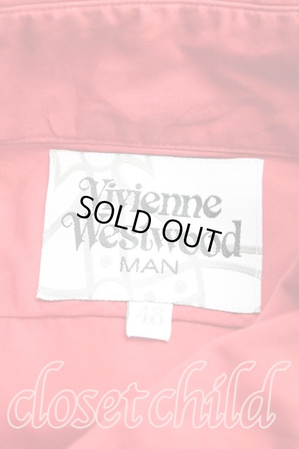 画像3: ヴィヴィアンウエストウッド MAN 中古 / アシメカラーシャツ 48（メンズL相当） 赤  H-25-12-14-030-bl-OD-ZH (3)