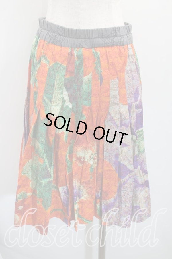 画像2: ヴィヴィアンウエストウッド 中古 / ロシアンテキスタイルスカート 00(ワンサイズ) オレンジ  H-25-12-14-031-sk-IN-ZH (2)