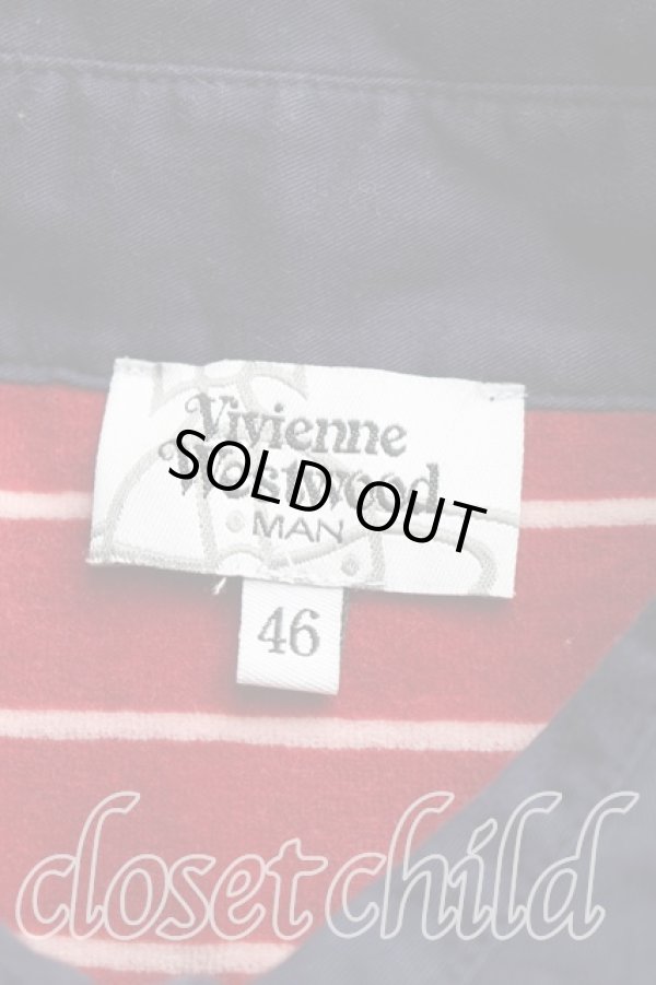 画像3: ヴィヴィアンウエストウッド 中古 / オーブ刺繍ボーダーポロカットソー 46(メンズM相当) 赤  H-25-12-14-037-to-IN-ZH (3)