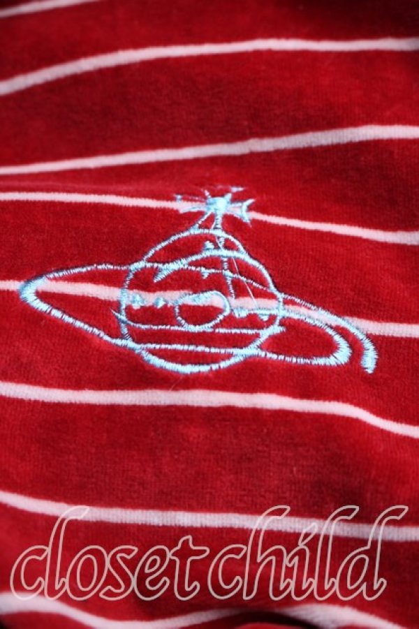 画像5: ヴィヴィアンウエストウッド 中古 / オーブ刺繍ボーダーポロカットソー 46(メンズM相当) 赤  H-25-12-14-037-to-IN-ZH (5)