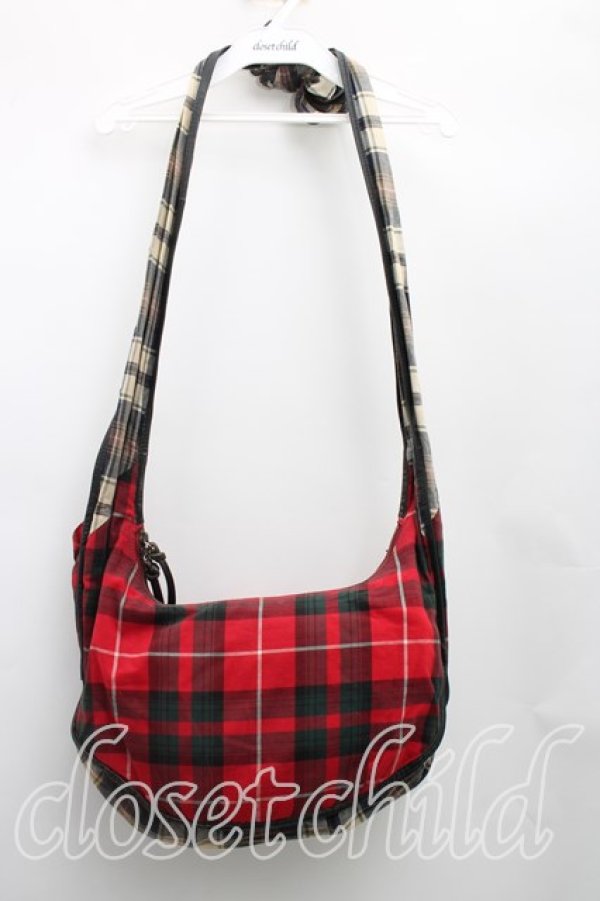 画像2: ヴィヴィアンウエストウッド 中古 / タータンチェックショルダーバッグ  赤  H-25-12-14-040-ba-OD-ZH (2)