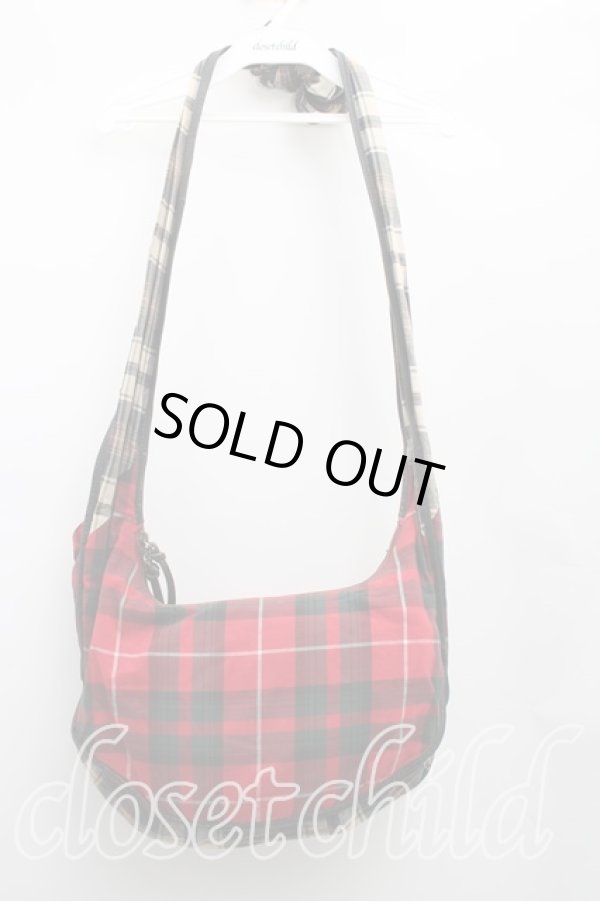 画像2: ヴィヴィアンウエストウッド 中古 / タータンチェックショルダーバッグ  赤  H-25-12-14-040-ba-OD-ZH (2)