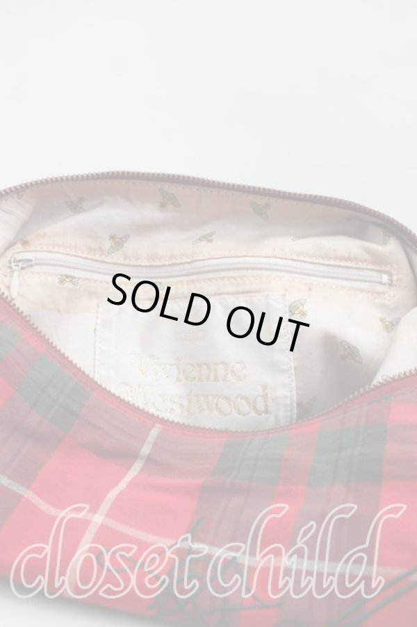 画像4: ヴィヴィアンウエストウッド 中古 / タータンチェックショルダーバッグ  赤  H-25-12-14-040-ba-OD-ZH (4)