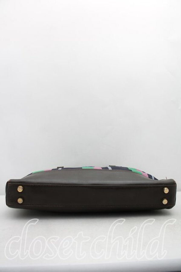 画像3: ヴィヴィアンウエストウッド 中古 / ストライプハンドバッグ  紺ｘピンクｘ緑  H-25-12-14-041-ba-OD-ZH (3)