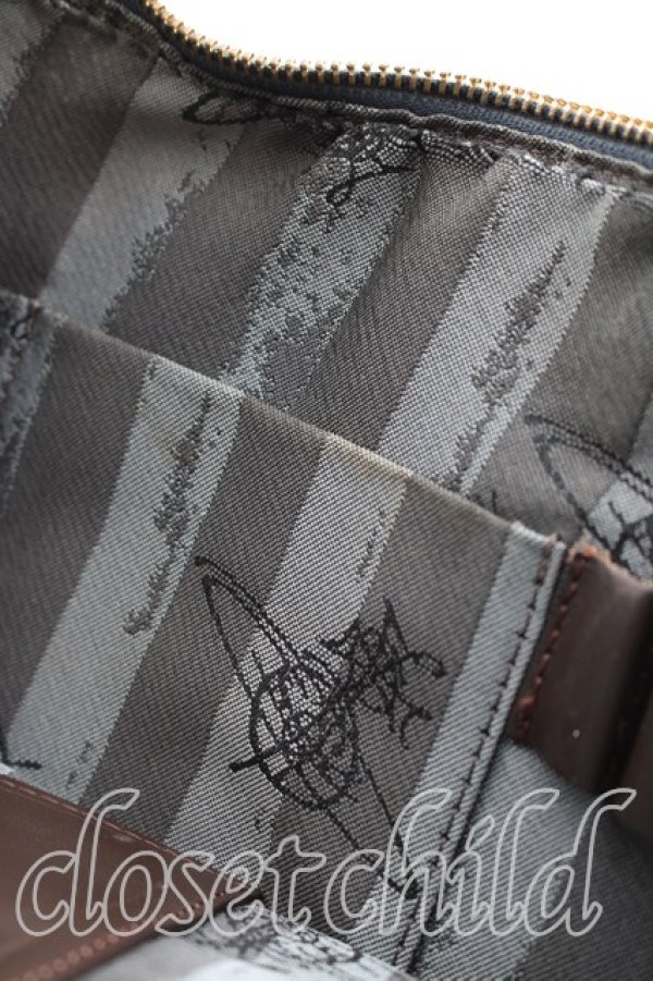 画像6: ヴィヴィアンウエストウッド 中古 / ストライプハンドバッグ  紺ｘピンクｘ緑  H-25-12-14-041-ba-OD-ZH (6)