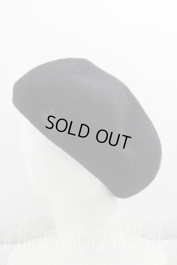 画像2: ヴィヴィアンウエストウッド 中古 / オーブ刺繍ベレー  黒  H-25-12-14-043-ha-OD-ZH (2)