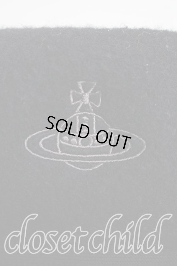 画像7: ヴィヴィアンウエストウッド 中古 / オーブ刺繍ベレー  黒  H-25-12-14-043-ha-OD-ZH (7)