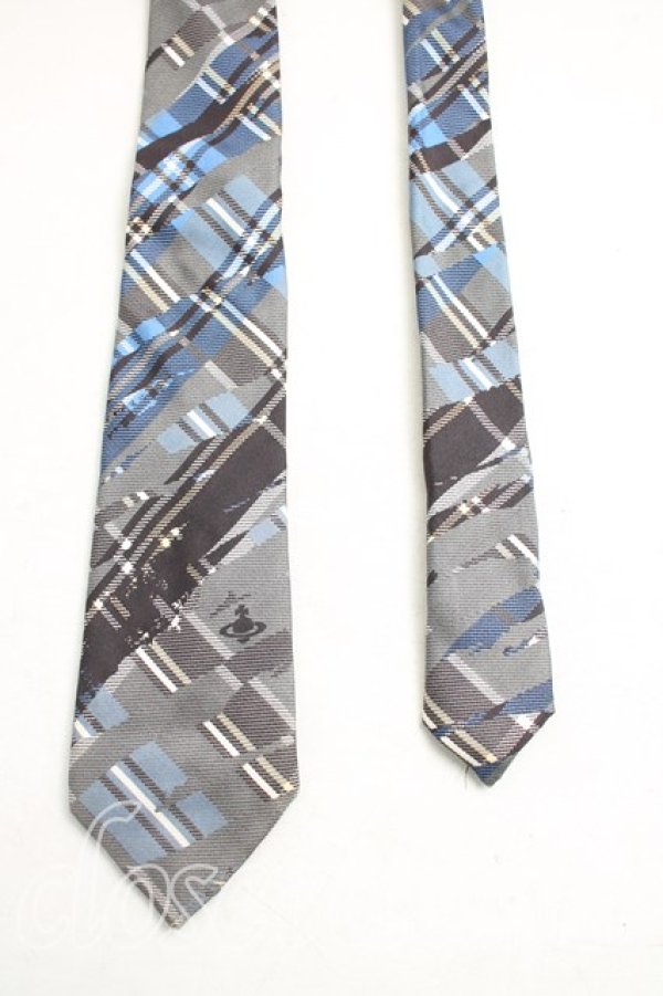 画像2: ヴィヴィアンウエストウッド 中古 / タータンptナロータイ  灰  H-25-12-14-053-gd-OD-ZH (2)