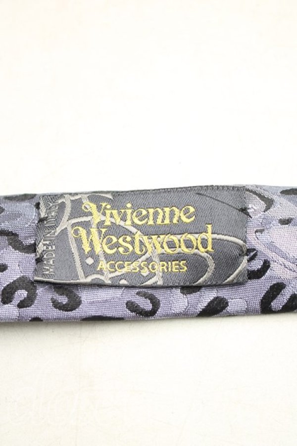 画像3: ヴィヴィアンウエストウッド 中古 / レオパード柄ナロータイ  紫  H-25-12-14-054-gd-OD-ZH (3)