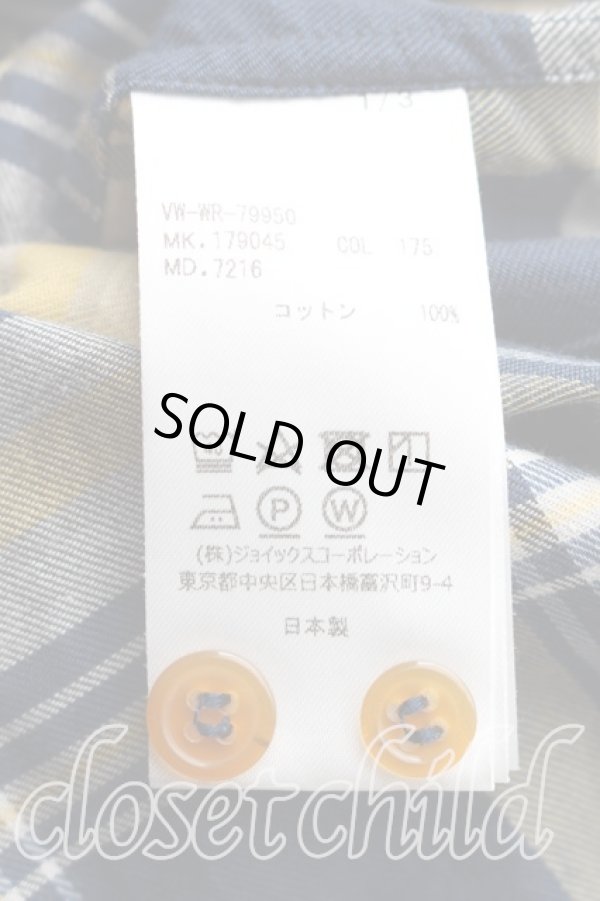 画像4: ヴィヴィアンウエストウッド MAN 中古 / タータンチェックシャツ 44（メンズS相当） 紺ｘ黄  H-25-12-14-014-bl-OD-ZH (4)