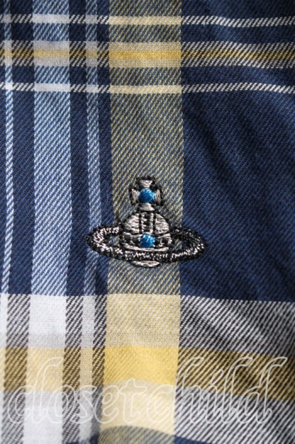 画像5: ヴィヴィアンウエストウッド MAN 中古 / タータンチェックシャツ 44（メンズS相当） 紺ｘ黄  H-25-12-14-014-bl-OD-ZH (5)