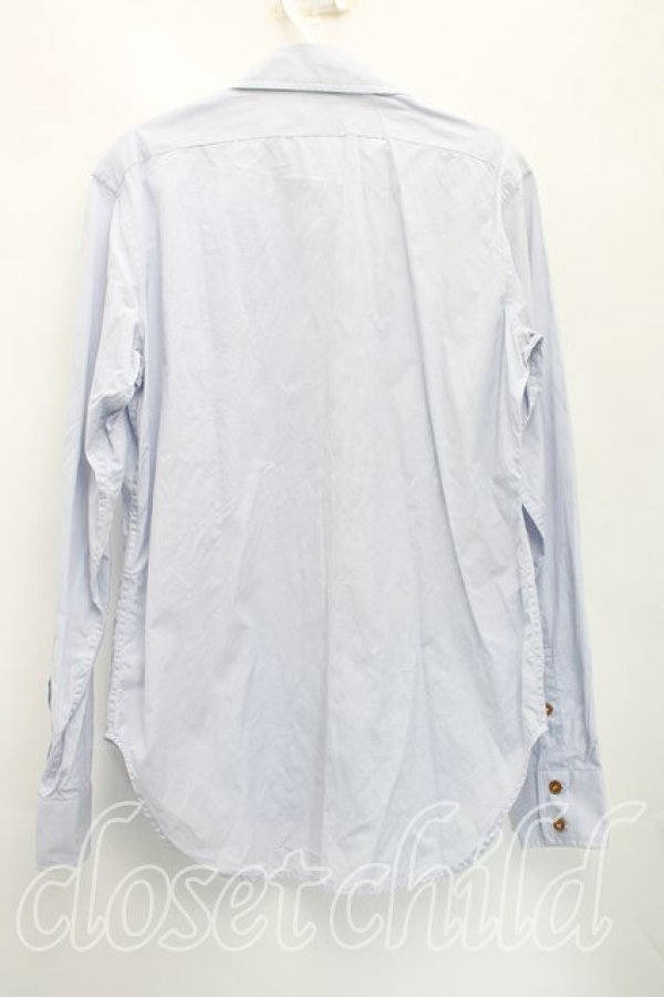 画像2: ヴィヴィアンウエストウッド MAN 中古 / オーブ刺繍アシメカラーシャツ 44（メンズS相当） 灰  H-25-12-14-015-bl-OD-ZH (2)