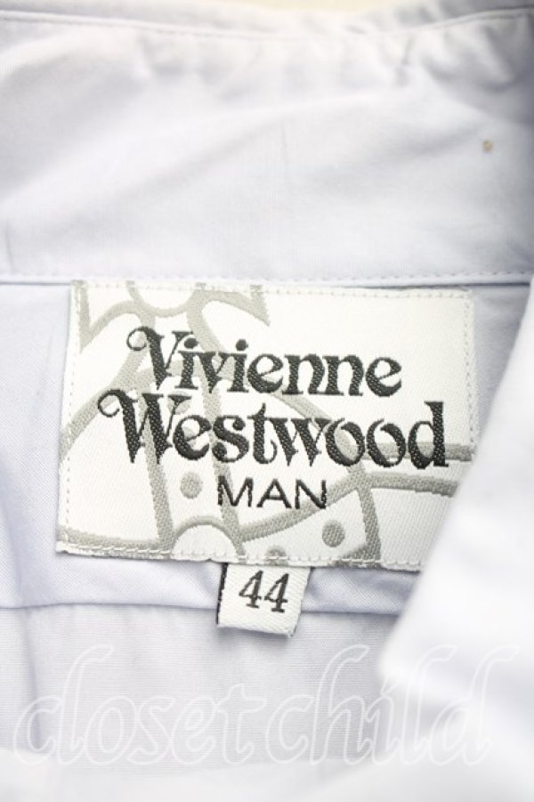 画像3: ヴィヴィアンウエストウッド MAN 中古 / オーブ刺繍アシメカラーシャツ 44（メンズS相当） 灰  H-25-12-14-015-bl-OD-ZH (3)