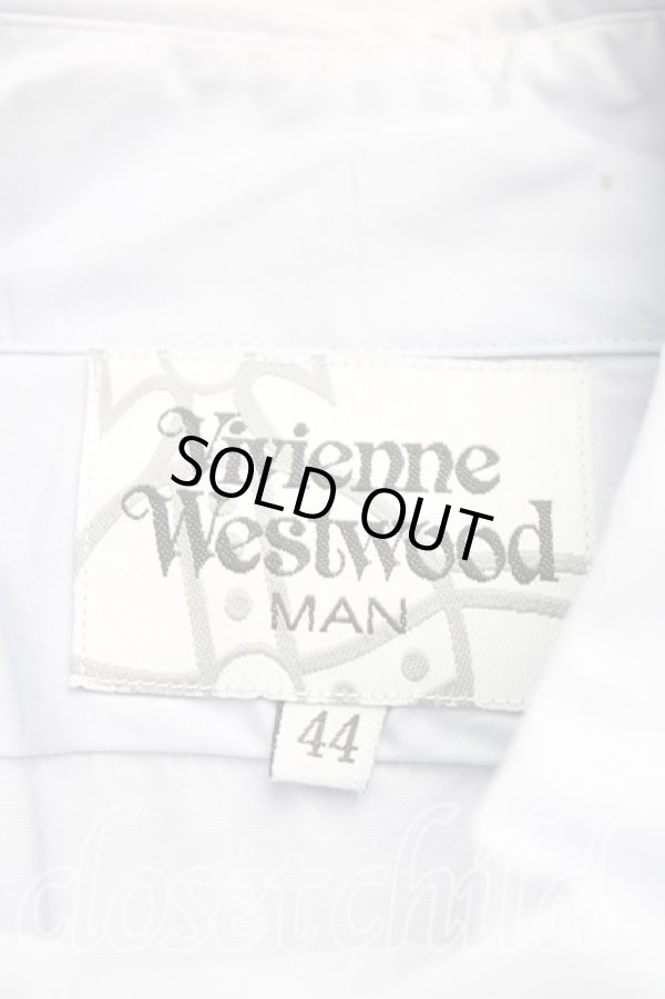 画像3: ヴィヴィアンウエストウッド MAN 中古 / オーブ刺繍アシメカラーシャツ 44（メンズS相当） 灰  H-25-12-14-015-bl-OD-ZH (3)