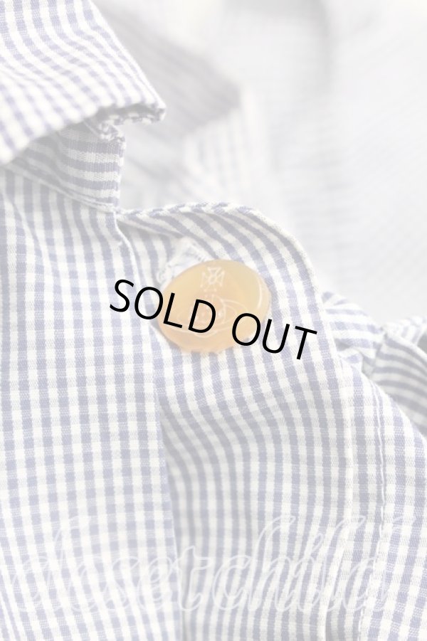 画像6: 【Vintage放出】ヴィヴィアンウエストウッド 中古 / ギンガムチェックプリーツシャツ I(7号相当) 紺  H-25-12-20-016-bl-IN-ZH (6)