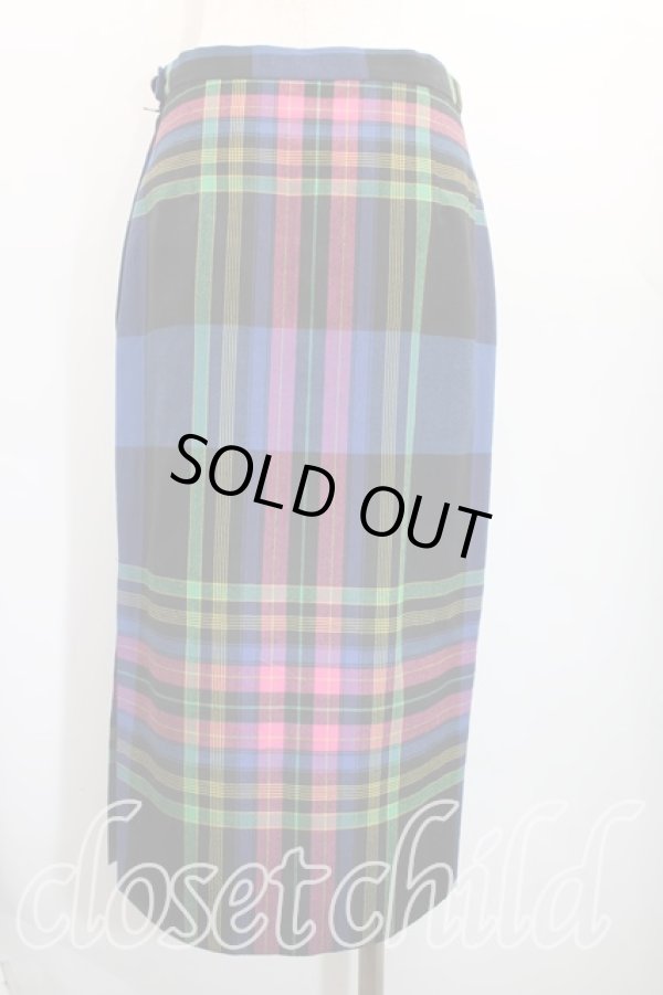 画像2: 【Vintage放出】ヴィヴィアンウエストウッド 中古 / メトロポリタンスカート UK12（11号相当） 黒ｘ青  H-25-12-20-021-sk-OD-ZH (2)