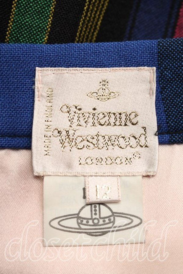 画像3: 【Vintage放出】ヴィヴィアンウエストウッド 中古 / メトロポリタンスカート UK12（11号相当） 黒ｘ青  H-25-12-20-021-sk-OD-ZH (3)