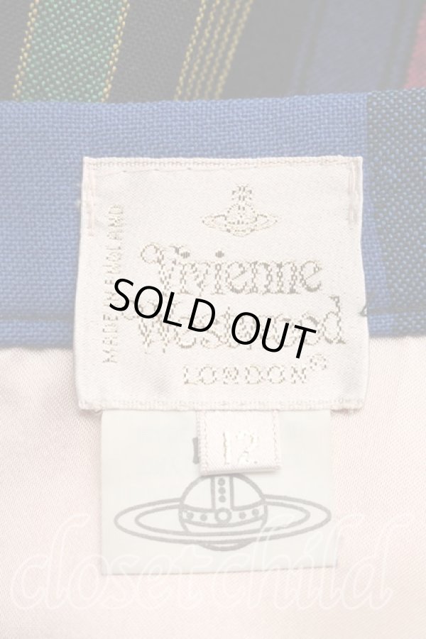 画像3: 【Vintage放出】ヴィヴィアンウエストウッド 中古 / メトロポリタンスカート UK12（11号相当） 黒ｘ青  H-25-12-20-021-sk-OD-ZH (3)