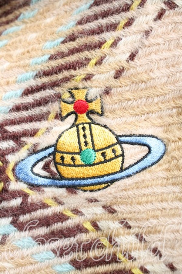 画像2: 【Vintage放出】ヴィヴィアンウエストウッド 中古 / ブラウンマック大判ストール  茶  H-25-12-20-007-gd-OD-ZH (2)
