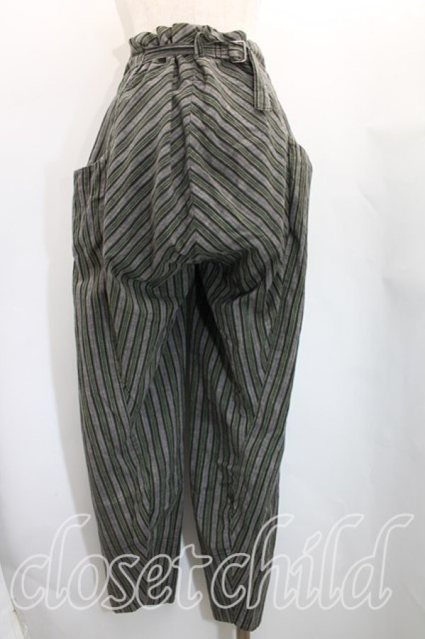 画像2: 【Vintage放出】worlds end classics 中古 / ストライプフンドシパンツ 表記無シ 灰×緑  H-25-12-20-014-pa-IN-ZH (2)