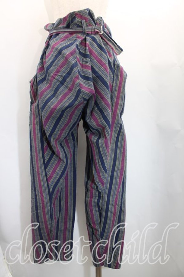 画像2: 【Vintage放出】worlds end classics 中古 / ストライプフンドシパンツ 表記無シ 紺×ピンク  H-25-12-20-015-pa-IN-ZH (2)