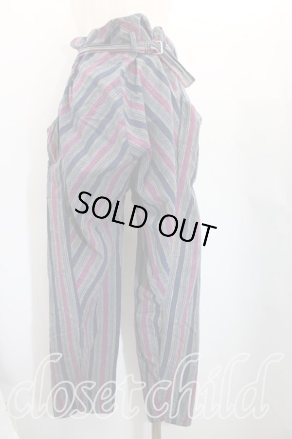 画像2: 【Vintage放出】worlds end classics 中古 / ストライプフンドシパンツ 表記無シ 紺×ピンク  H-25-12-20-015-pa-IN-ZH (2)