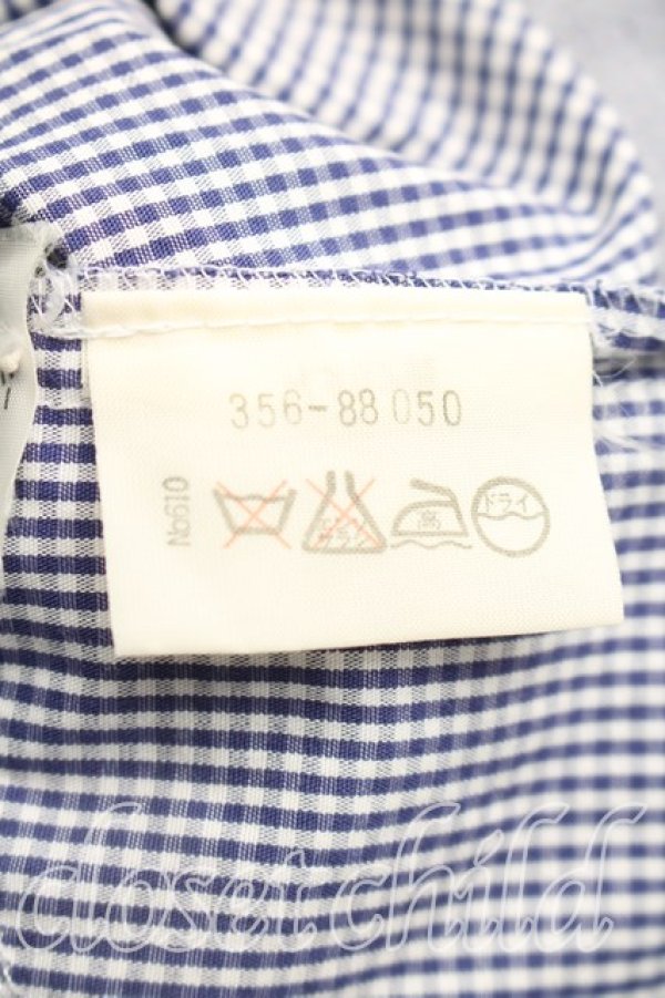 画像4: 【Vintage放出】ヴィヴィアンウエストウッド 中古 / ギンガムチェックプリーツシャツ I(7号相当) 紺  H-25-12-20-016-bl-IN-ZH (4)