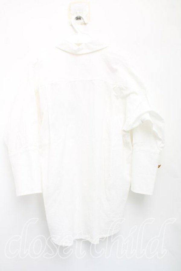 画像2: ヴィヴィアンウエストウッド 中古 / 綿麻セルヴィッチダンガリースリーブタックシャツ 00(ワンサイズ) 白  H-25-12-21-021-bl-IN-ZH (2)