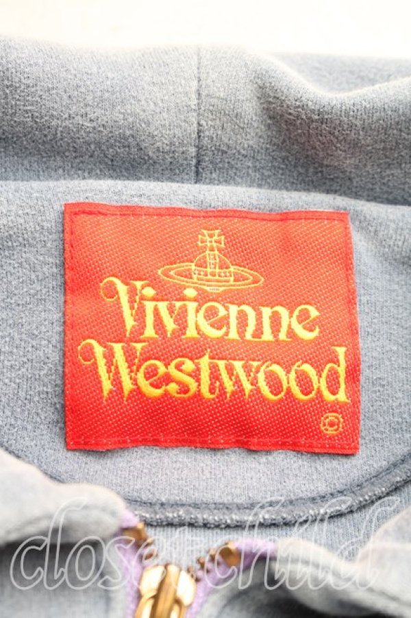画像3: ヴィヴィアンウエストウッド 中古 / カラーオーブ刺繍スモックジップアップパーカー 表記無シ ブルーグレー  H-25-12-21-038-to-IN-ZH (3)